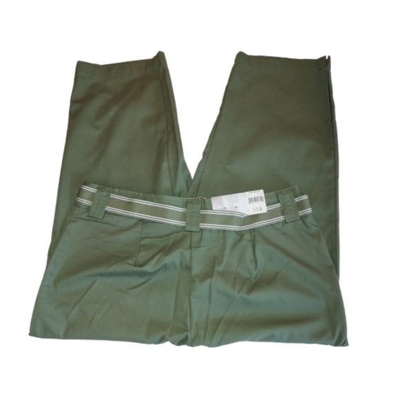 White Stag Olive Leaves Capri with Stripe Belt Size 6 NWT - Picture 3 of 6